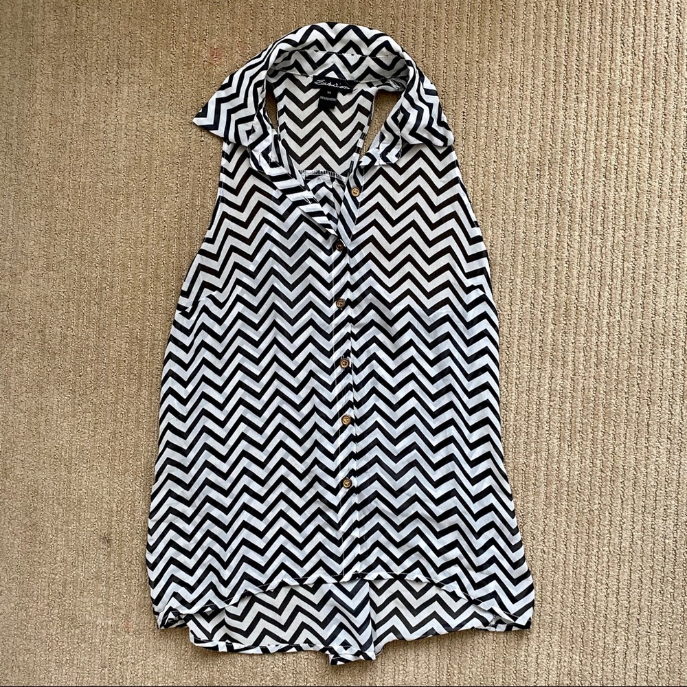Chevron Chiffon Tank Hi-Low